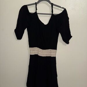 Entro Black Mini Dress with Cream Lace Accent